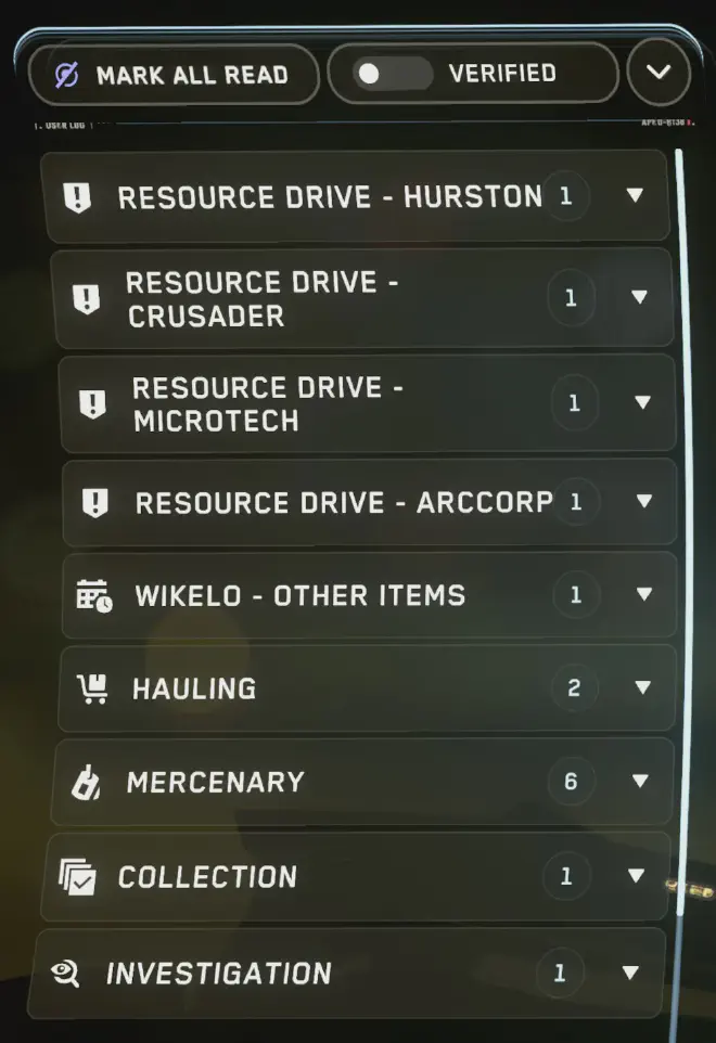 MobiGlas verfügbare Missionstypen