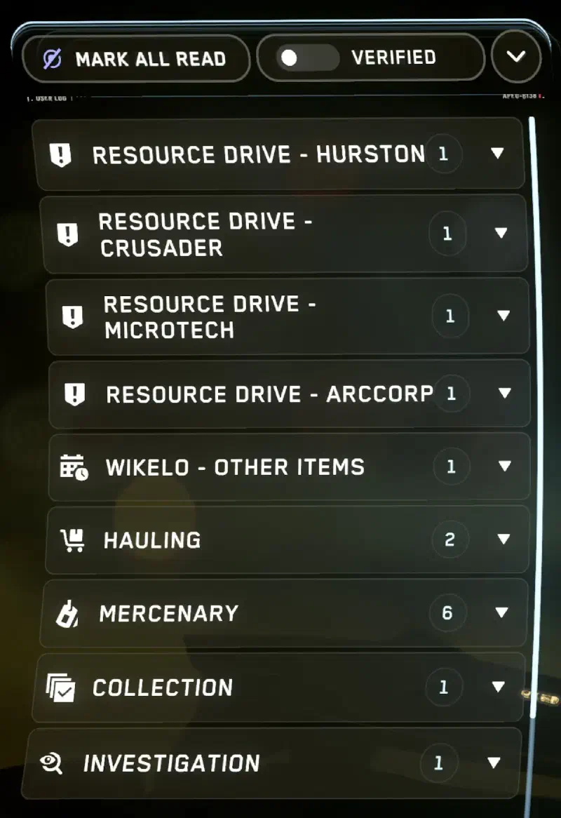 MobiGlas verfügbare Missionstypen