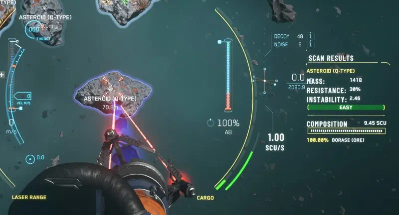 Star Citizen Schiffsmining Aufsaugen der Bruchstücke