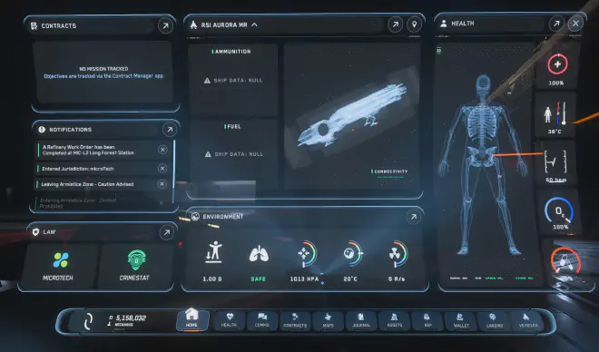 Geöffnetes MobiGlas auf der Übersichtsseite