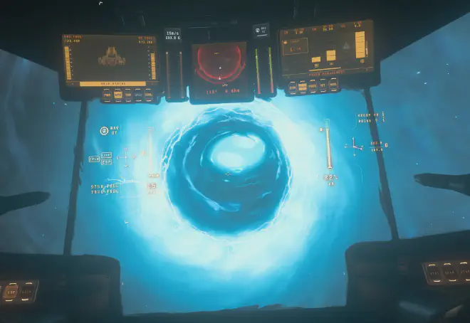 Drake Golem Ox fliegt zum offenen Jump Point