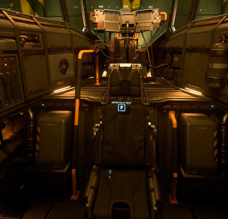 Leerer Pilotensitz im Cockpit einer Drake Cutter