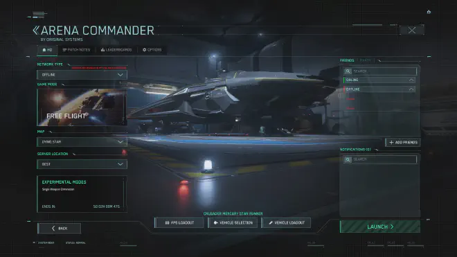 Arena Commander Schiffsansicht