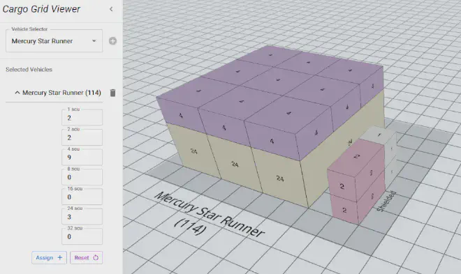 Cargo Grid Viewer mit Mercury Star Runner Frachtraum