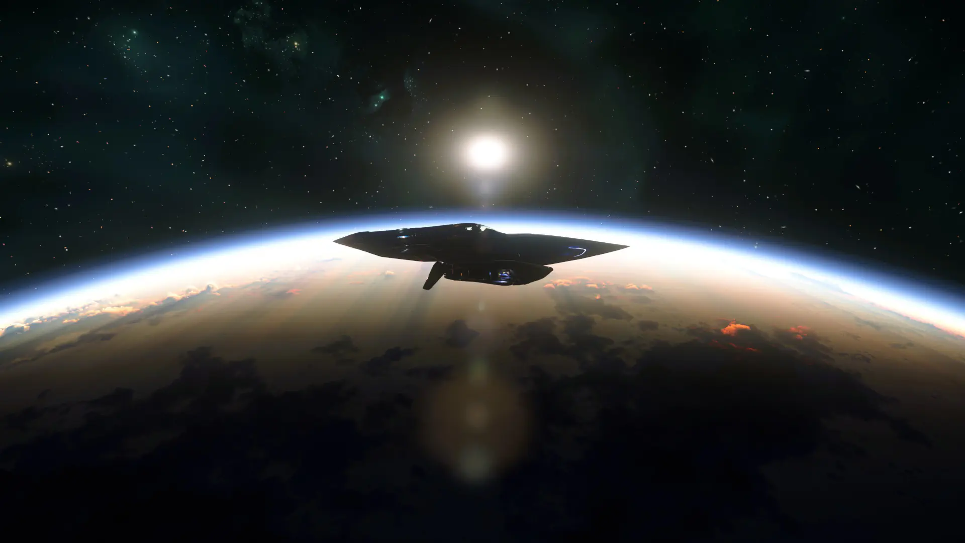 Kruger Wolf vor der Sonne über Planet